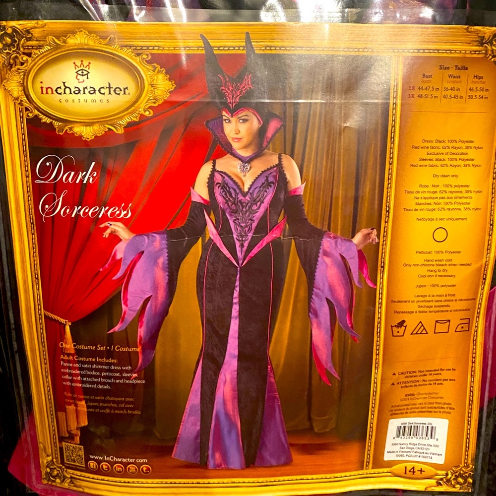 Maleficent-style Dark Sorceress costume 2X NEW
